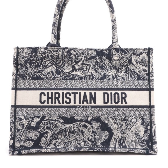 Christian Dior Navy and White Book Tote Bag - Picture 1 of 11